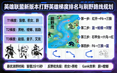 英雄联盟新版本打野英雄梯度排名与刷野路线规划